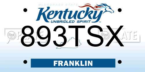 893TSX Kentucky License Plate
