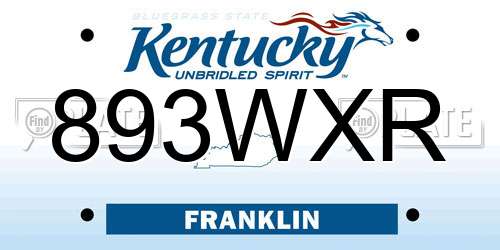 893WXR Kentucky License Plate