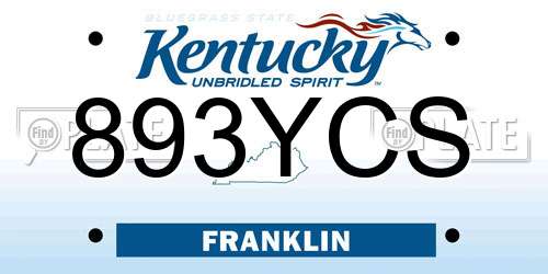 893YCS Kentucky License Plate