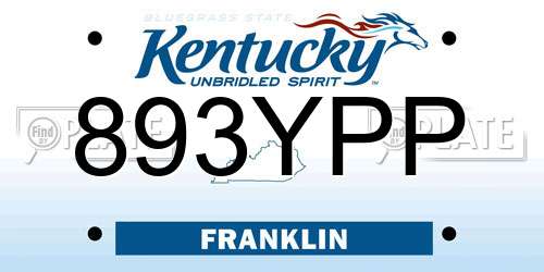893YPP Kentucky License Plate