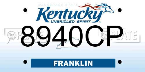 8940CP Kentucky License Plate