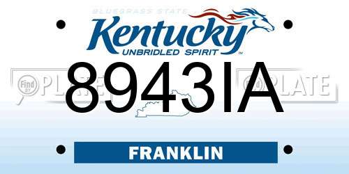 8943IA Kentucky License Plate