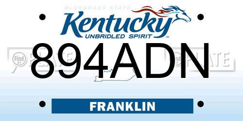 894ADN Kentucky License Plate