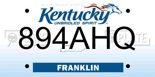 894AHQ Kentucky License Plate