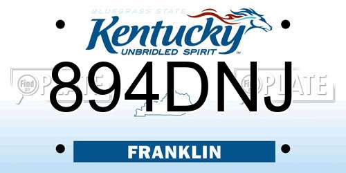 894DNJ Kentucky License Plate