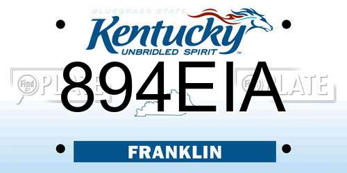 894EIA Kentucky License Plate