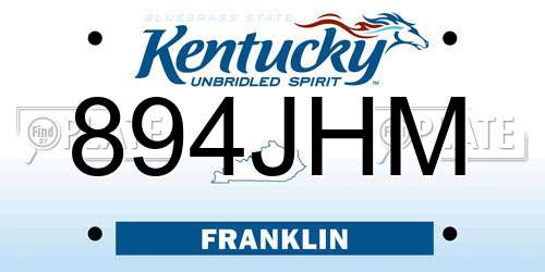 894JHM Kentucky License Plate