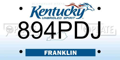 894PDJ Kentucky License Plate