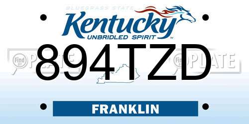 894TZD Kentucky License Plate