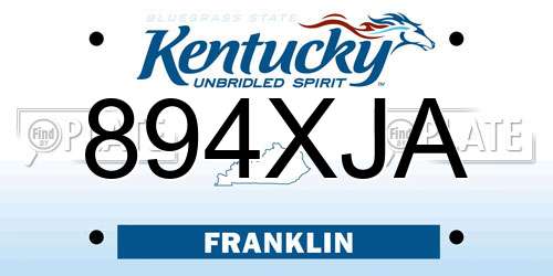 894XJA Kentucky License Plate