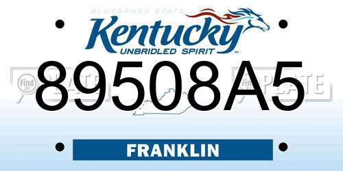 89508A5 Kentucky License Plate