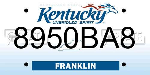 8950BA8 Kentucky License Plate
