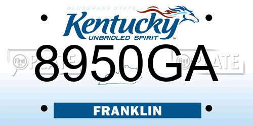8950GA Kentucky License Plate