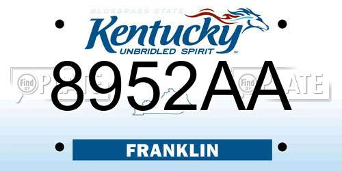 8952AA Kentucky License Plate