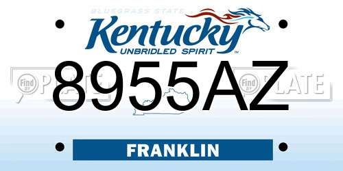 8955AZ Kentucky License Plate