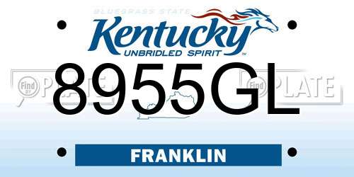 8955GL Kentucky License Plate