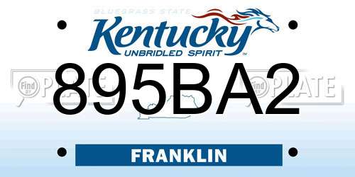 895BA2 Kentucky License Plate