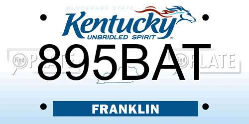 895BAT Kentucky License Plate