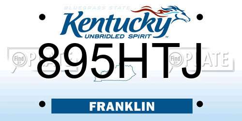 895HTJ Kentucky License Plate