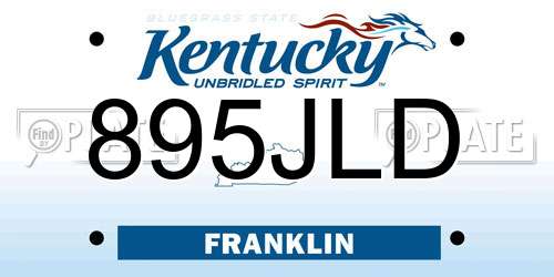 895JLD Kentucky License Plate