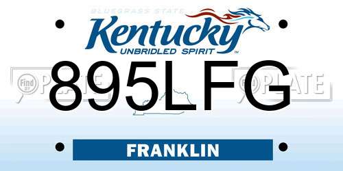 895LFG Kentucky License Plate