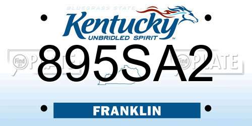 895SA2 Kentucky License Plate