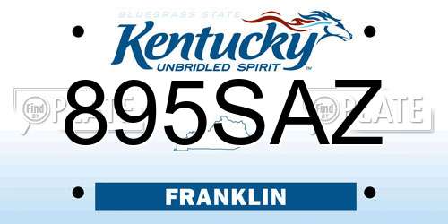 895SAZ Kentucky License Plate