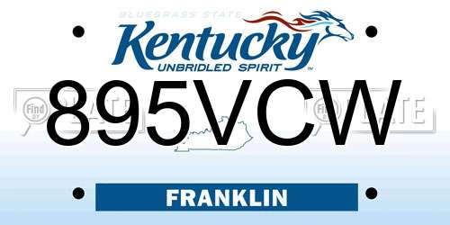 895VCW Kentucky License Plate