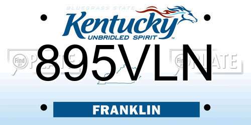 895VLN Kentucky License Plate