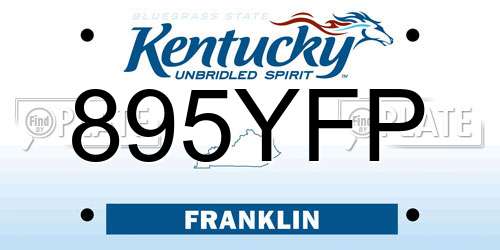 895YFP Kentucky License Plate