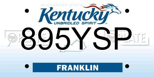 895YSP Kentucky License Plate