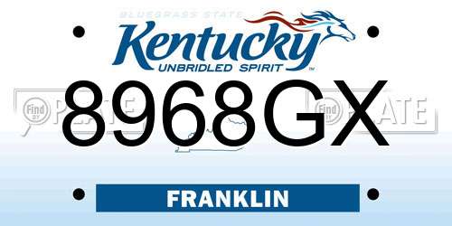 8968GX Kentucky License Plate