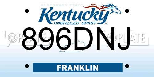 896DNJ Kentucky License Plate