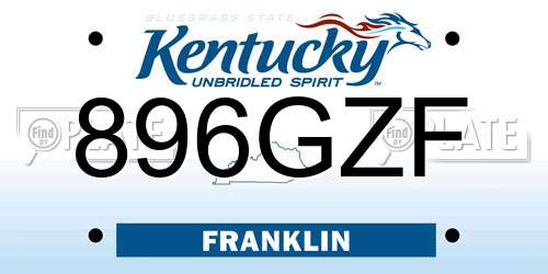 896GZF Kentucky License Plate