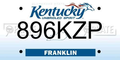 896KZP Kentucky License Plate