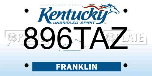 896TAZ Kentucky License Plate
