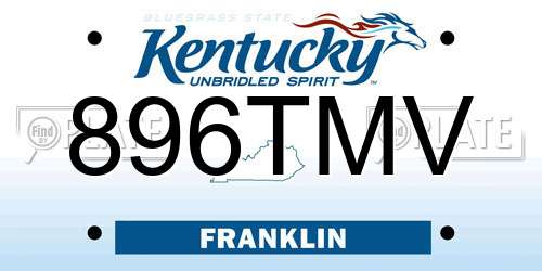 896TMV Kentucky License Plate