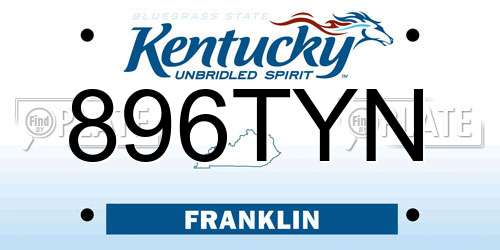 896TYN Kentucky License Plate