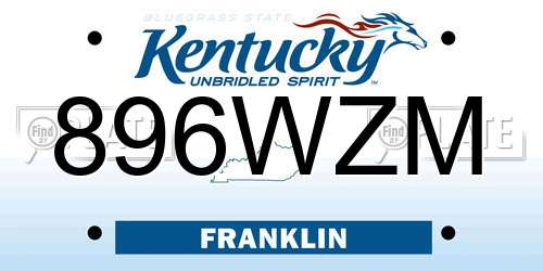 896WZM Kentucky License Plate