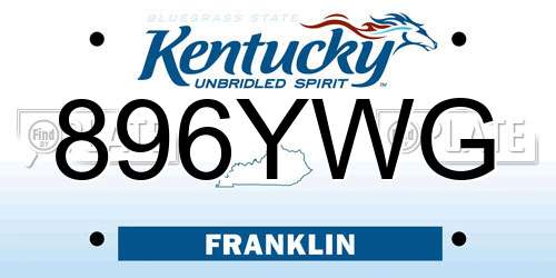 896YWG Kentucky License Plate
