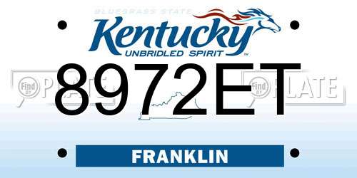 8972ET Kentucky License Plate