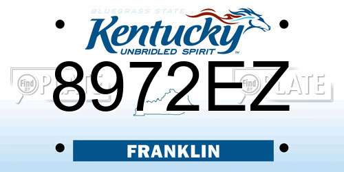 8972EZ Kentucky License Plate