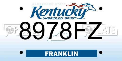 8978FZ Kentucky License Plate