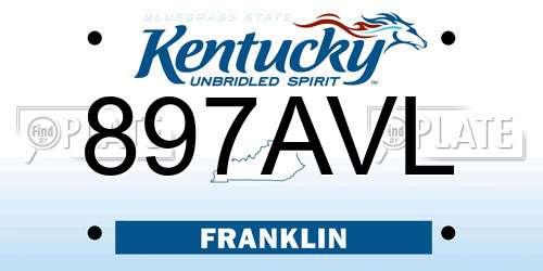 897AVL Kentucky License Plate