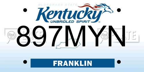 897MYN Kentucky License Plate