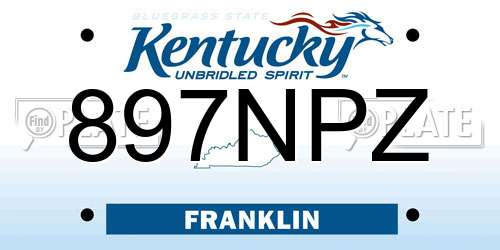 897NPZ Kentucky License Plate