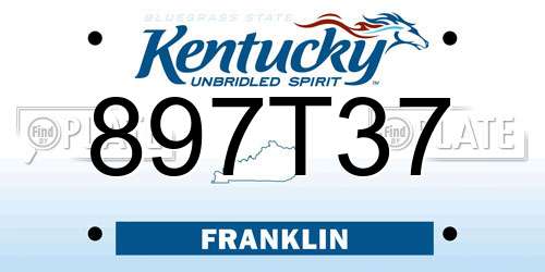 897T37 Kentucky License Plate