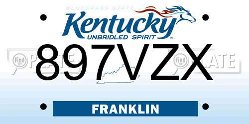897VZX Kentucky License Plate