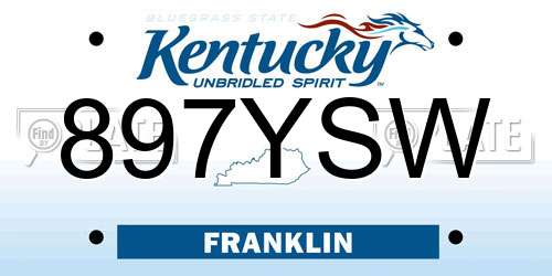 897YSW Kentucky License Plate