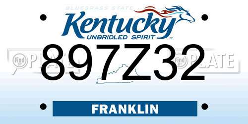 897Z32 Kentucky License Plate